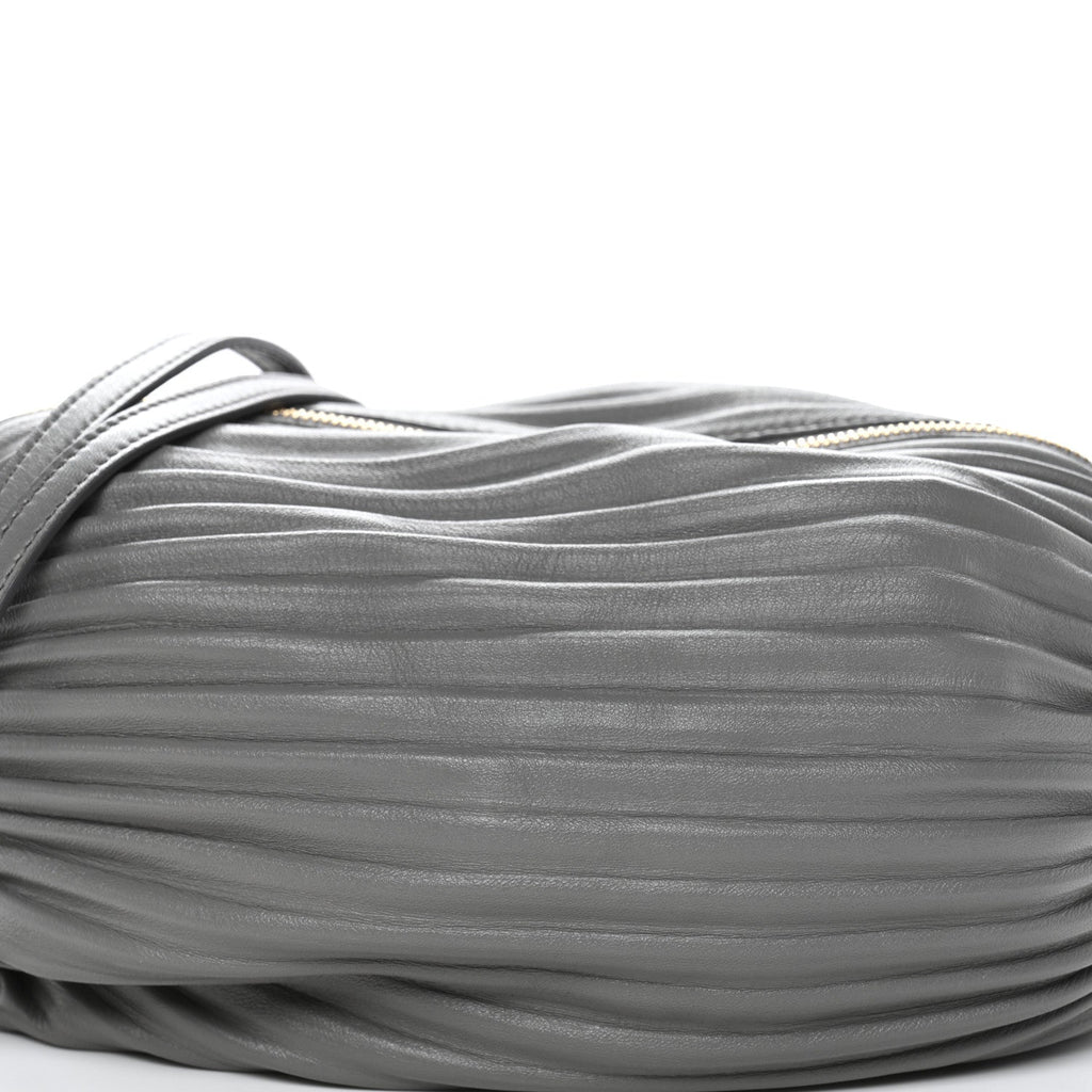 Lambskin Pleated Bracelet Pouch shoulder Bag Asphalt Grey Asphalt Grey