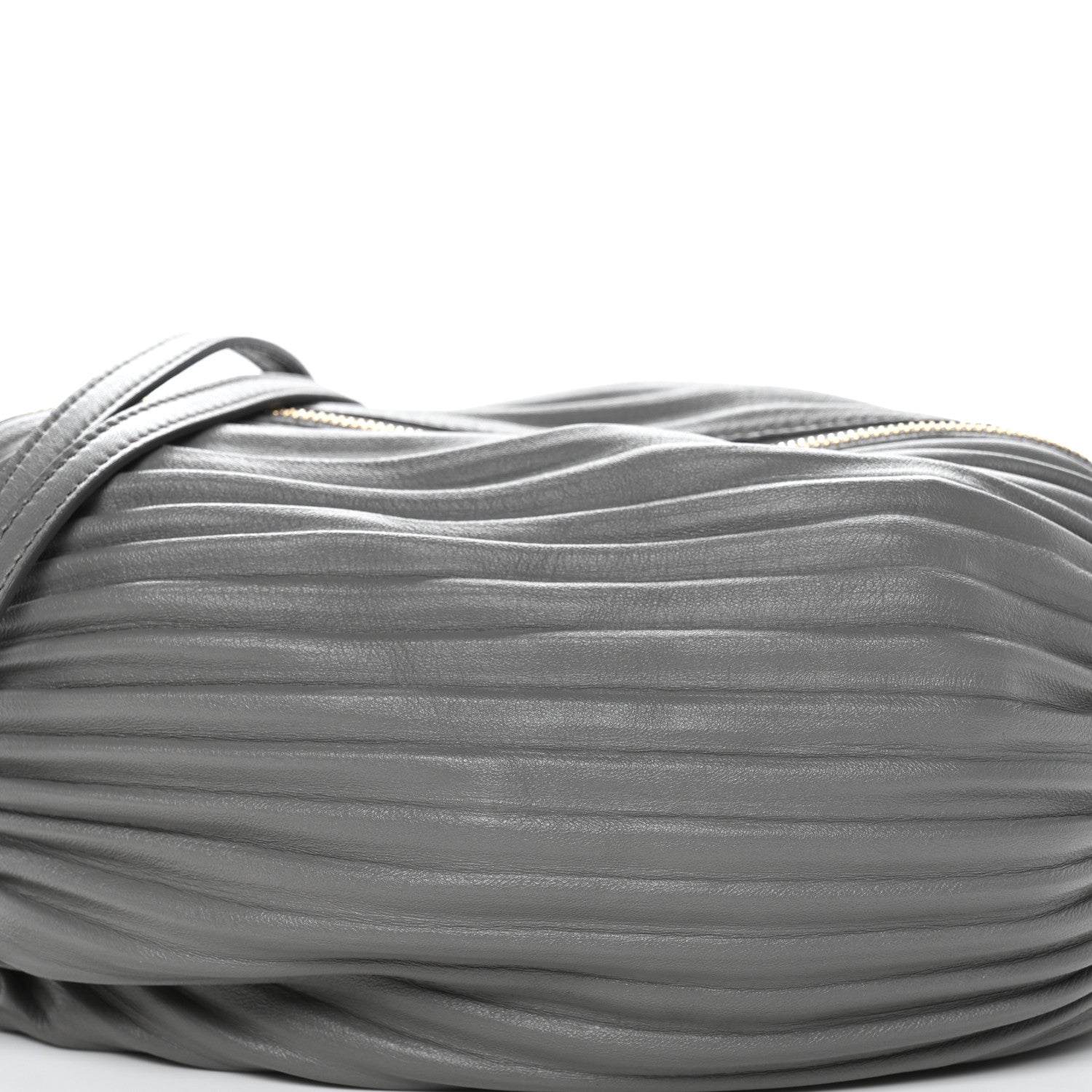 Lambskin Pleated Bracelet Pouch shoulder Bag Asphalt Grey Asphalt Grey