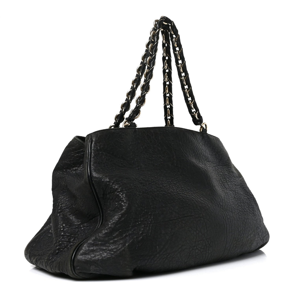 Crinkled Lambskin Mia Tote Black