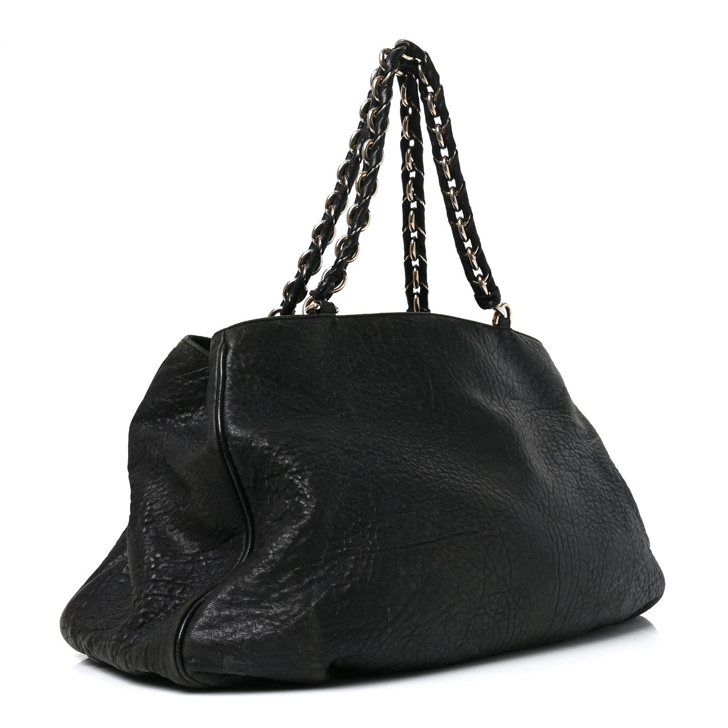 Crinkled Lambskin Mia Tote Black