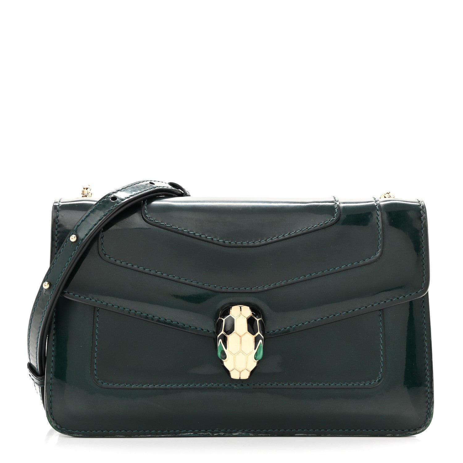 Metallic Serpenti Forever Small Shoulder Bag Green
