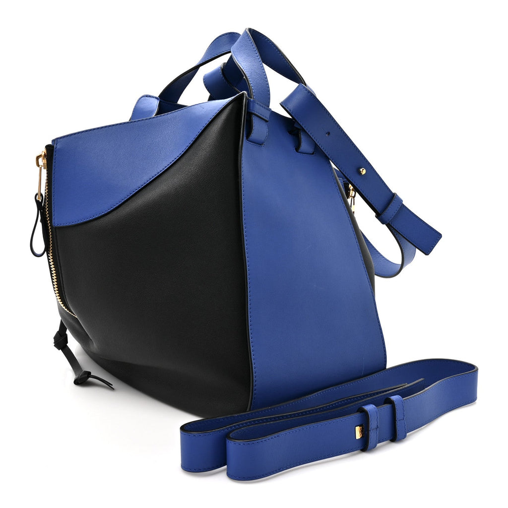 Calfskin Medium Hammock Shoulder Bag Electric Blue Black