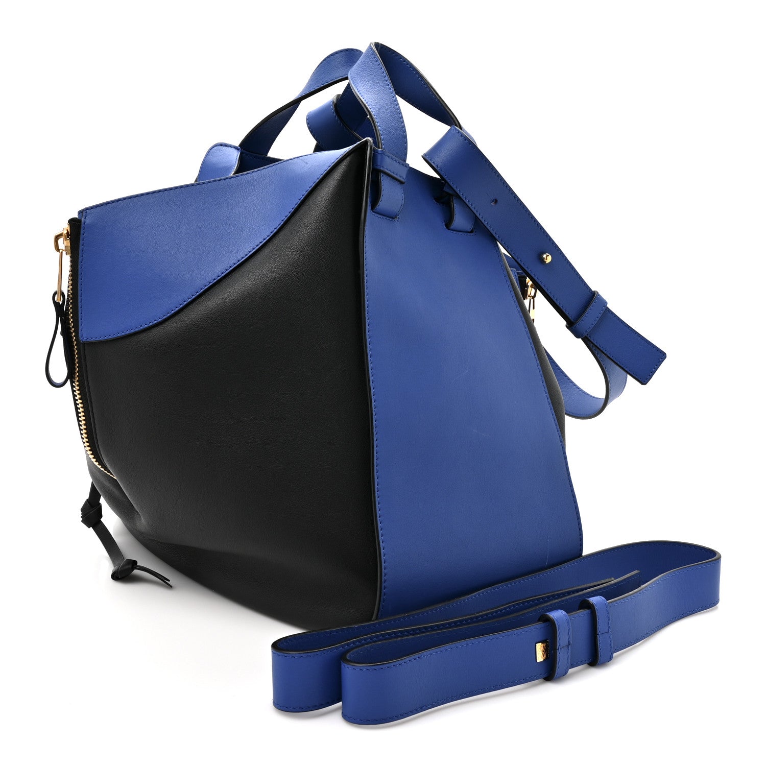 Calfskin Medium Hammock Shoulder Bag Electric Blue Black