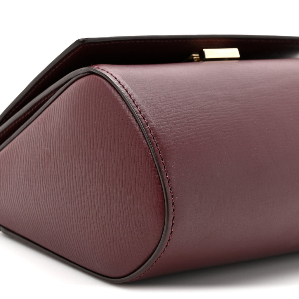 Textured Calfskin Mini Pandora Box Chain Crossbody Bag Oxblood
