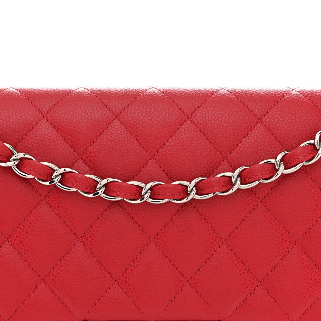 Caviar Quilted Jumbo Double Flap Red