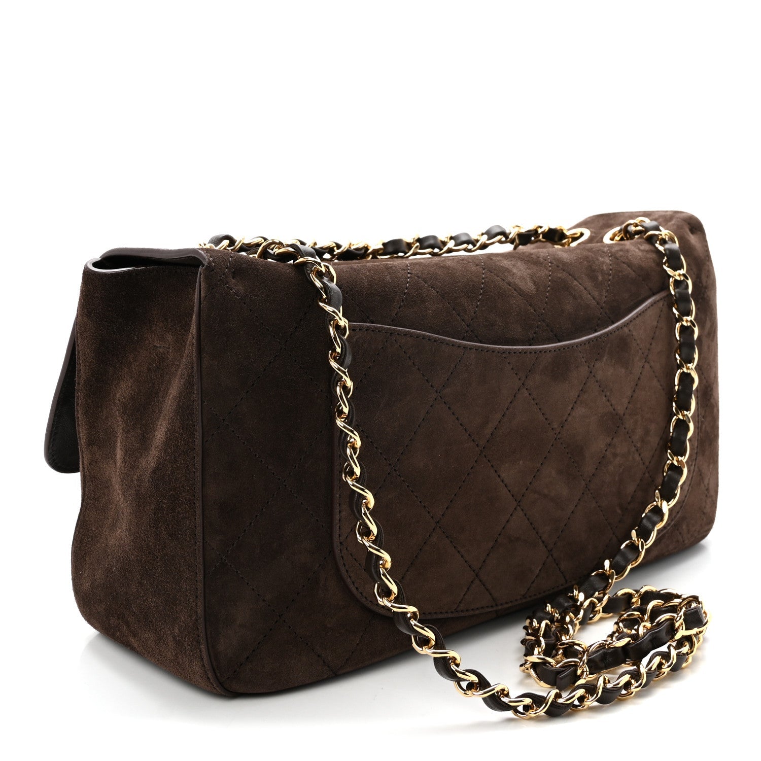 Suede Calfskin Small Souplissimo Maxi Flap Dark Brown