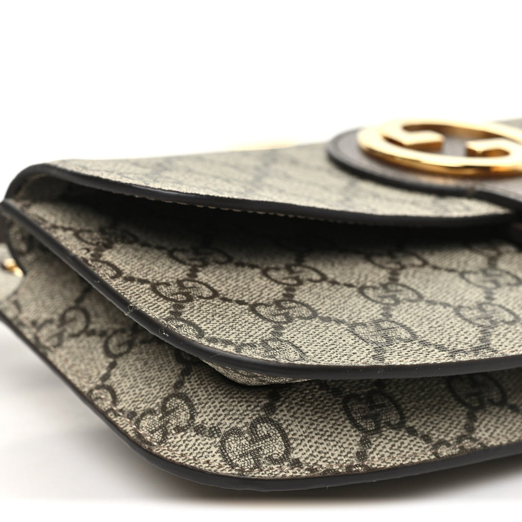 GG Supreme Monogram Textured Dollar Calfskin Blondie Belt Bag Beige Ebony New Acero