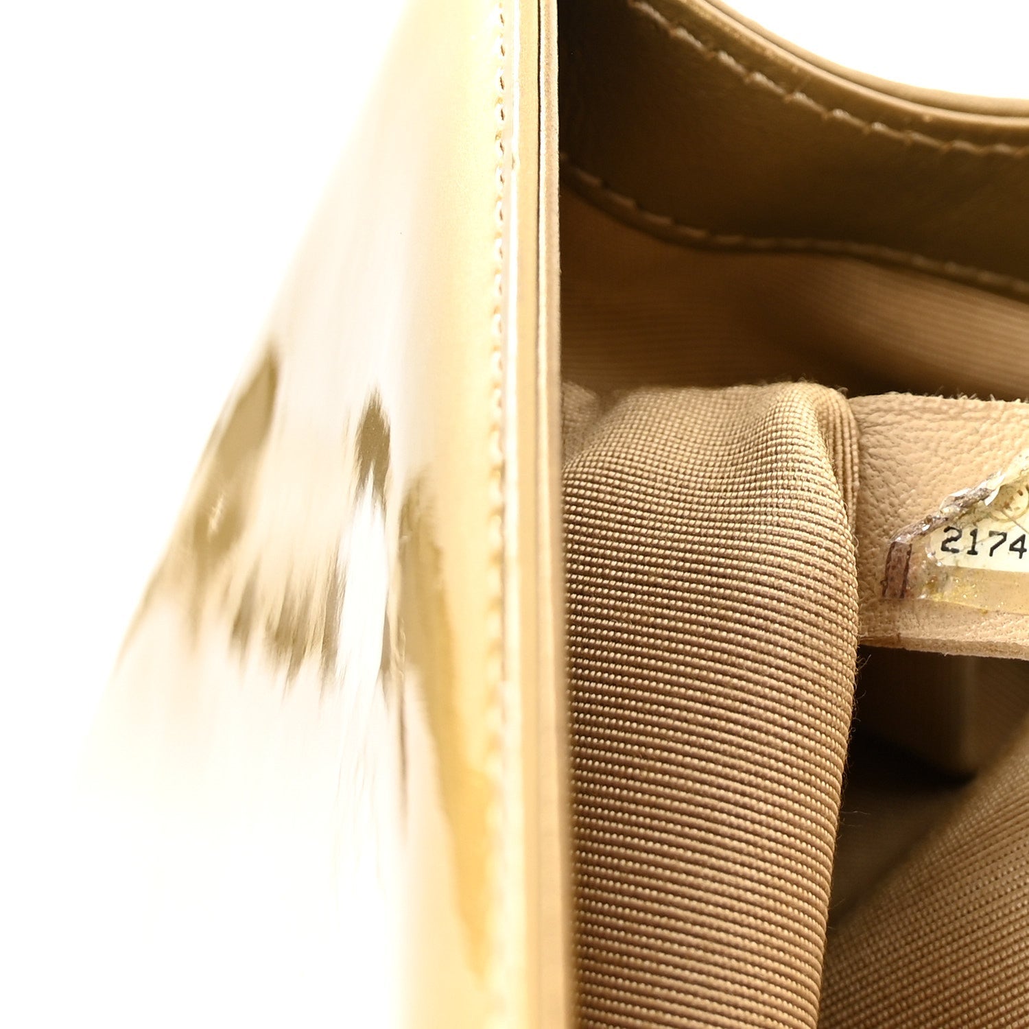 Metallic Patent Calfskin Quilted Medium Boy Flap Gold