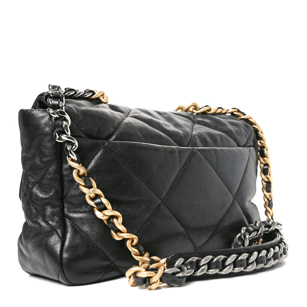 Goatskin Quilted Large Chanel 19 Flap Black
