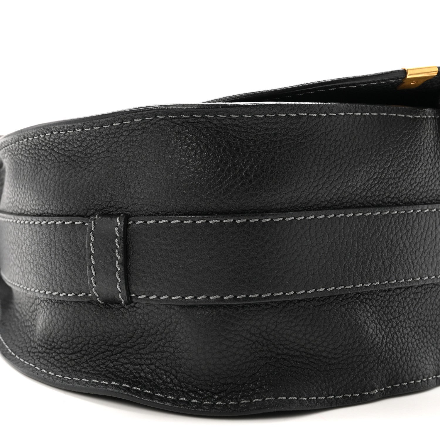 Calfskin Medium Marcie Round Crossbody Bag Black