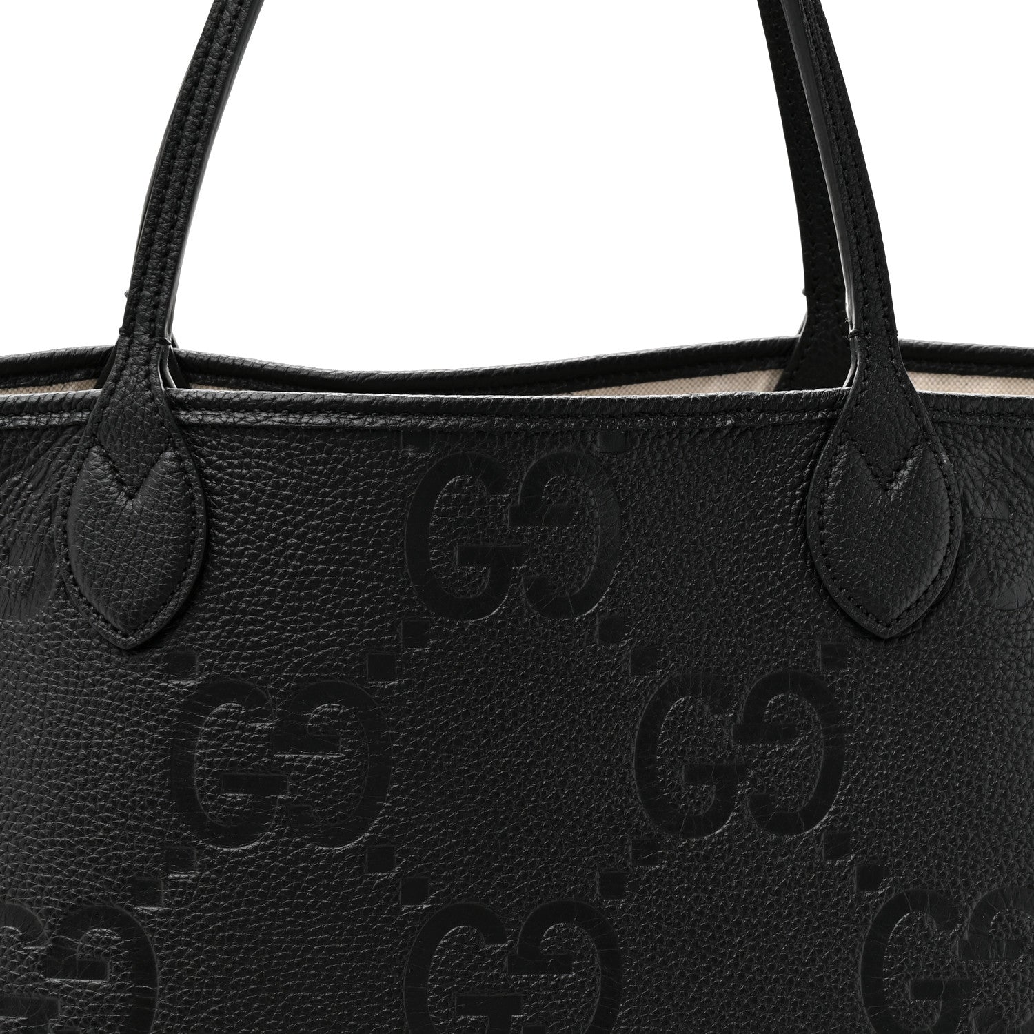 Monogram Jumbo GG Calfskin Web Large Shopping Tote Black