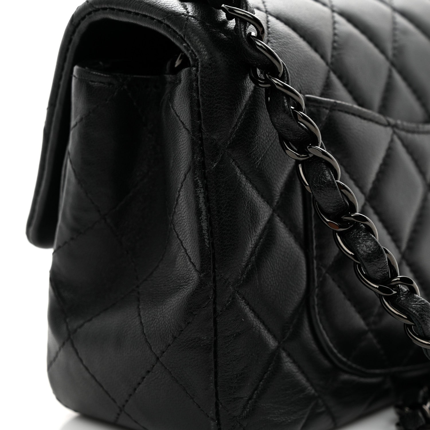Lambskin Quilted Mini Rectangular Flap So Black