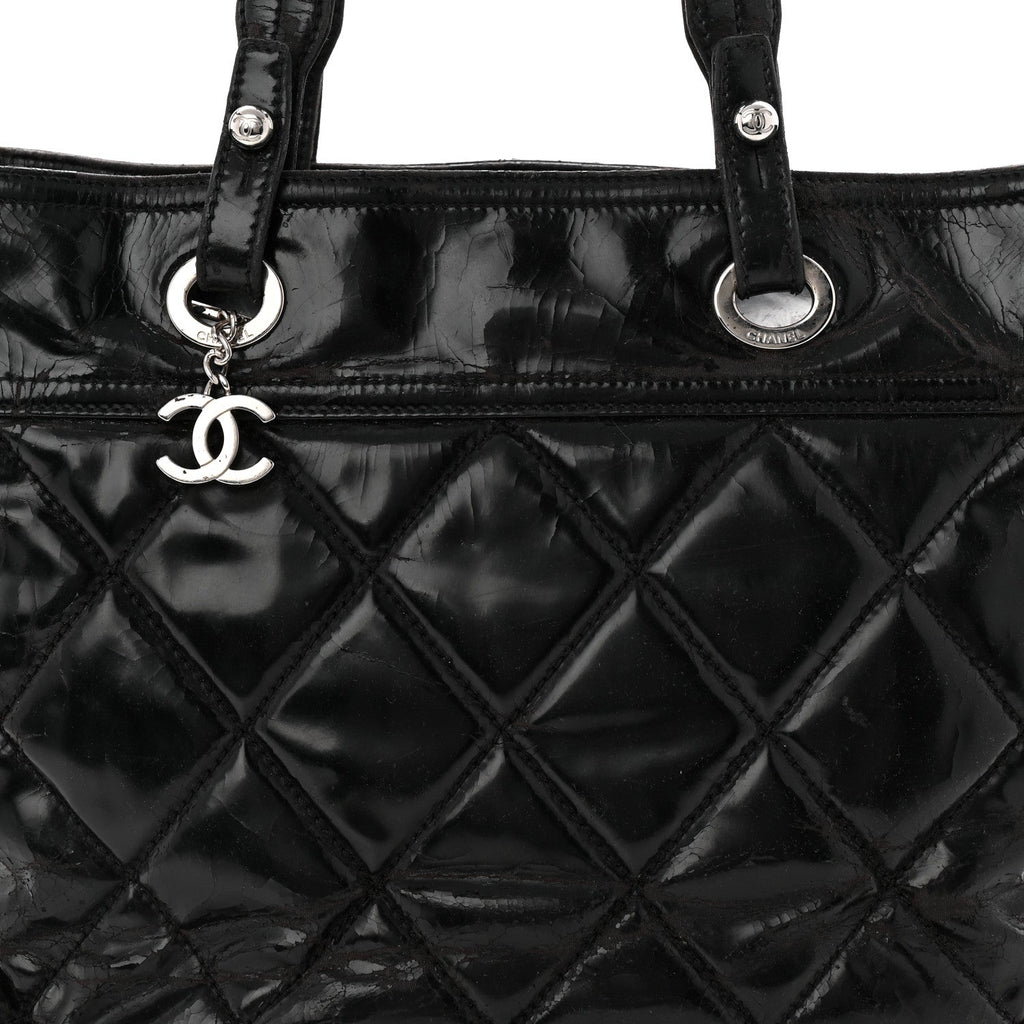 Vinyl Quilted Large Paris Biarritz Tote Black