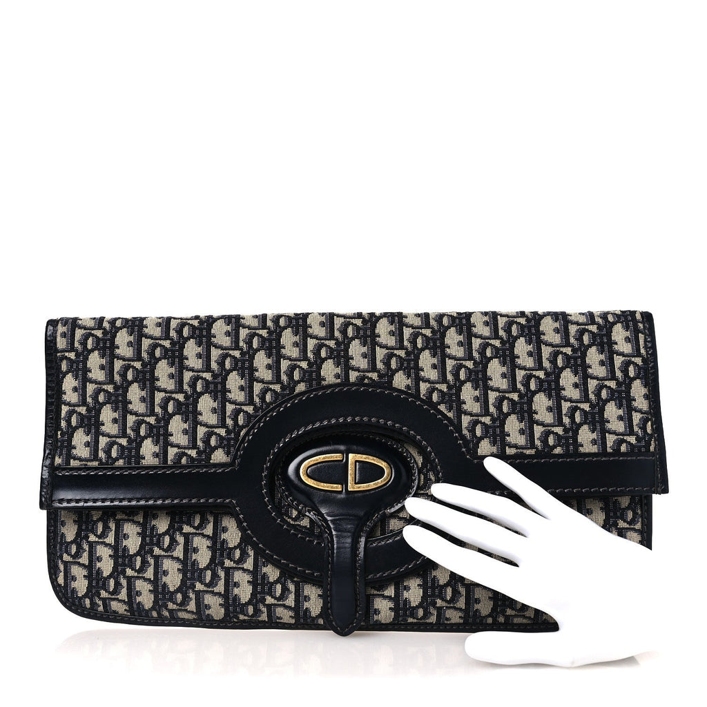 Oblique Fold Over Clutch Blue