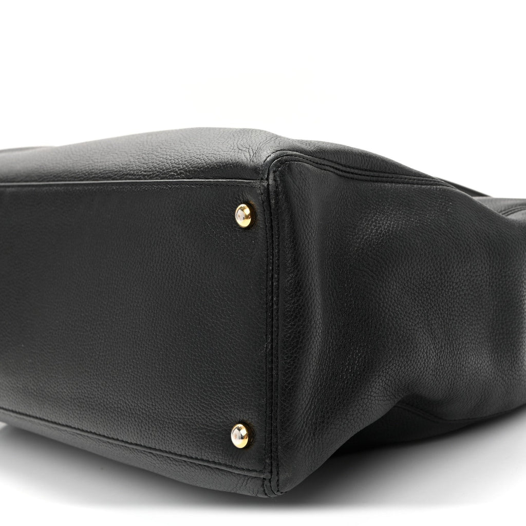 Calfskin Cerf Executive Shopper Tote Black