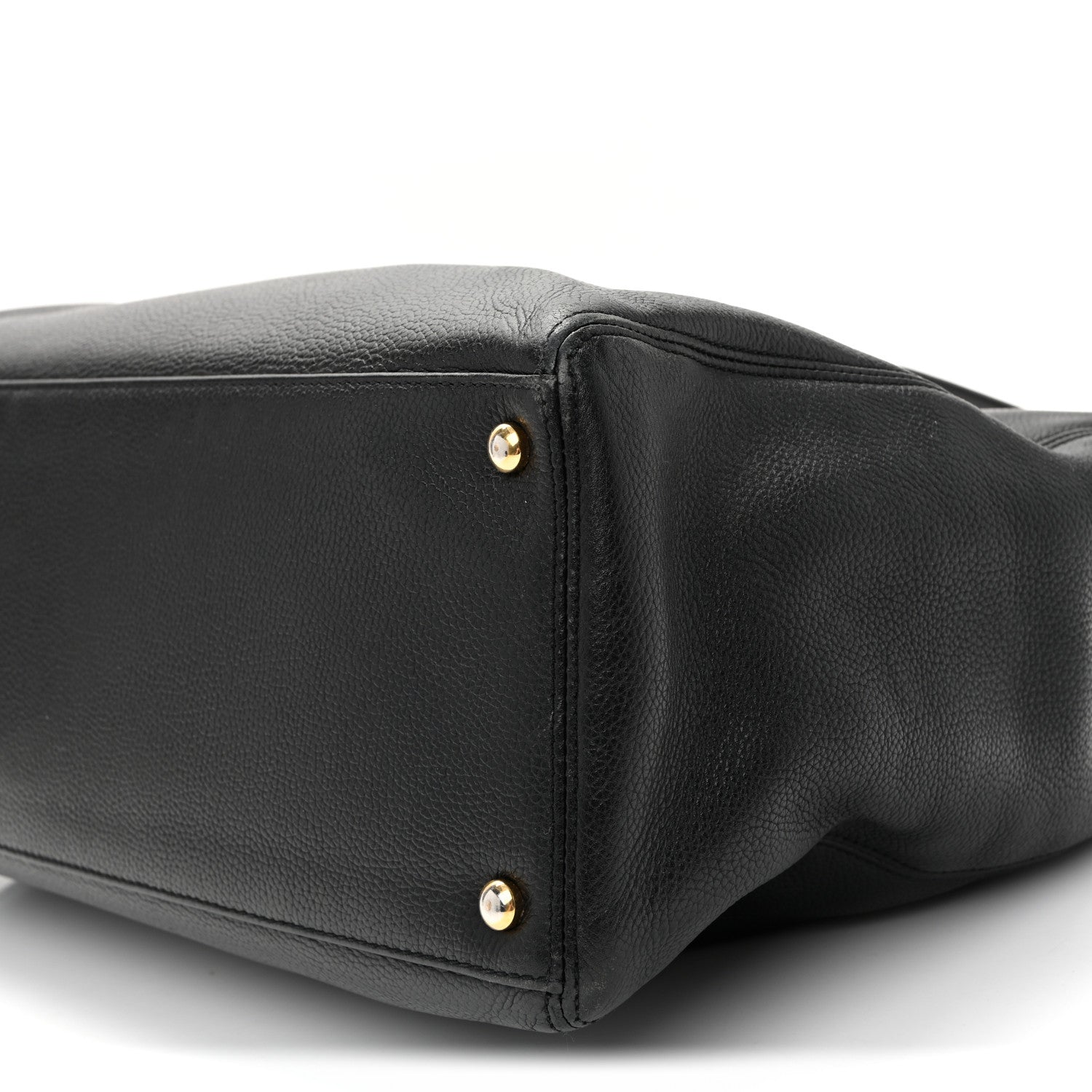Calfskin Cerf Executive Shopper Tote Black