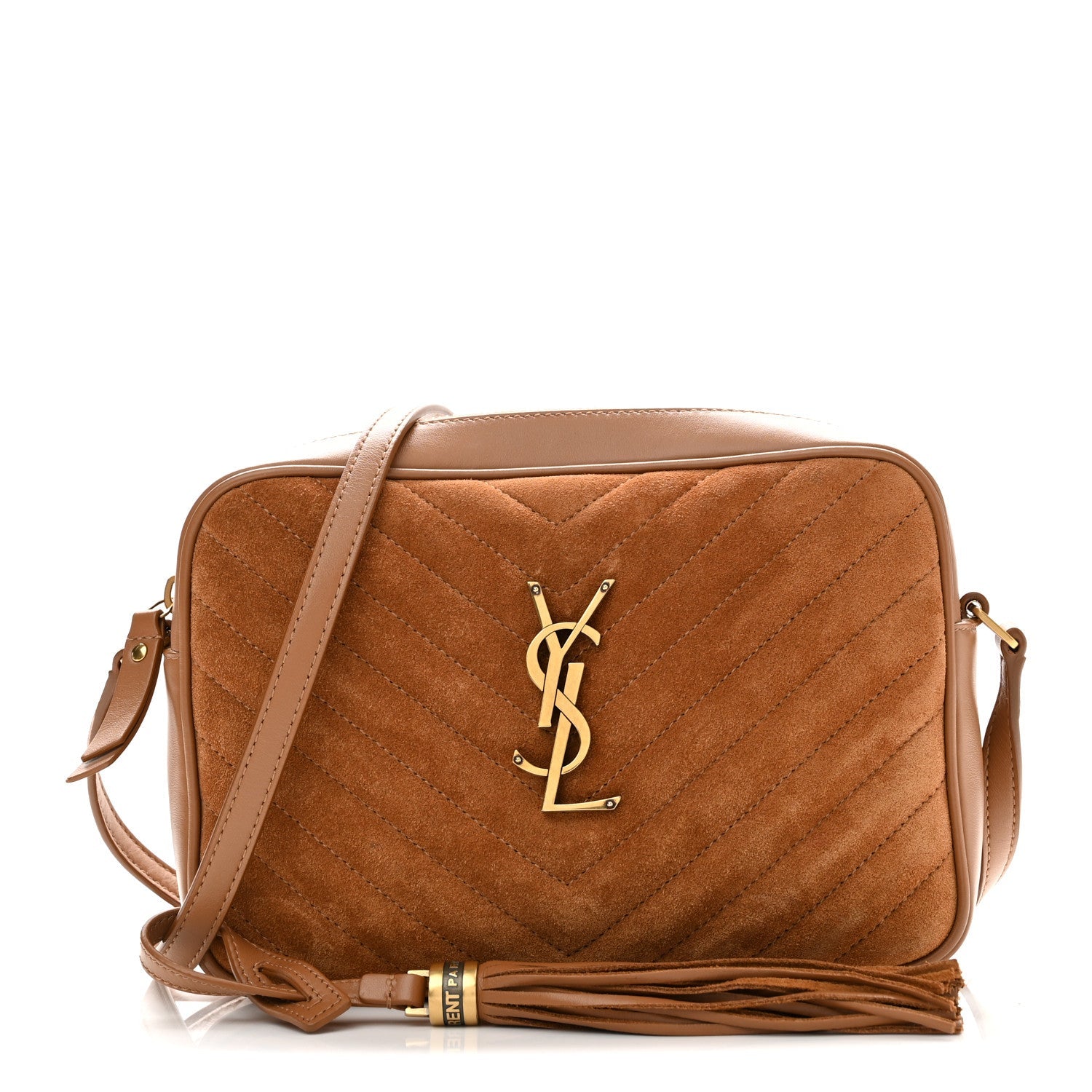 Suede Matelasse Monogram Lou Camera Bag Cinnamon