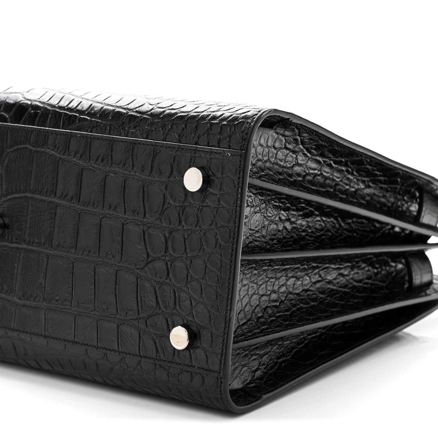 Calfskin Crocodile Embossed Small Sac de Jour Black