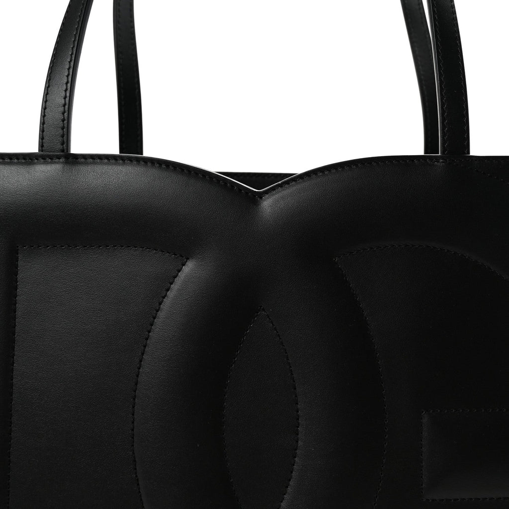 DOLCE GABBANA Calfskin DG Logo Shopper Tote Black