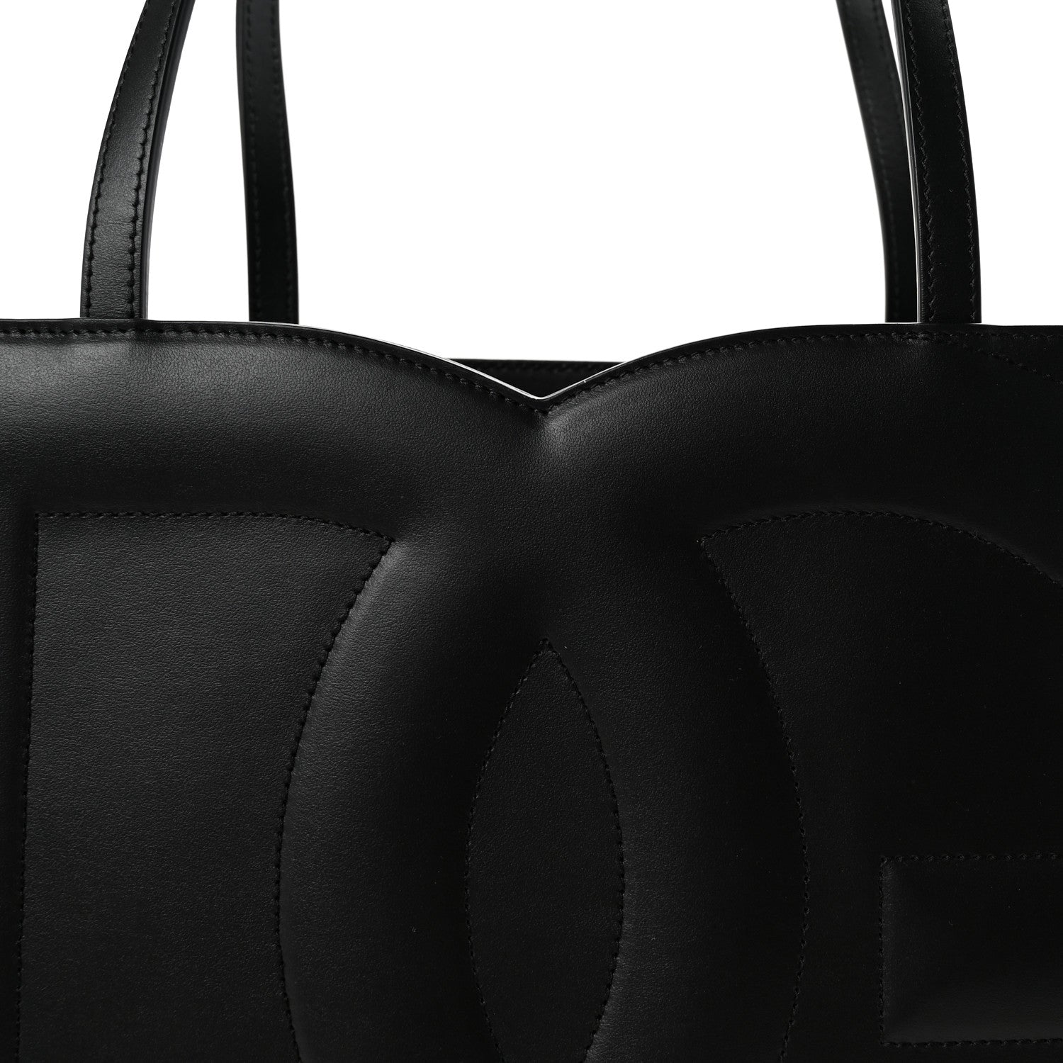 DOLCE GABBANA Calfskin DG Logo Shopper Tote Black