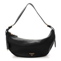 Soft Grain Calfskin Large Demi-Lune Shoulder Bag Black