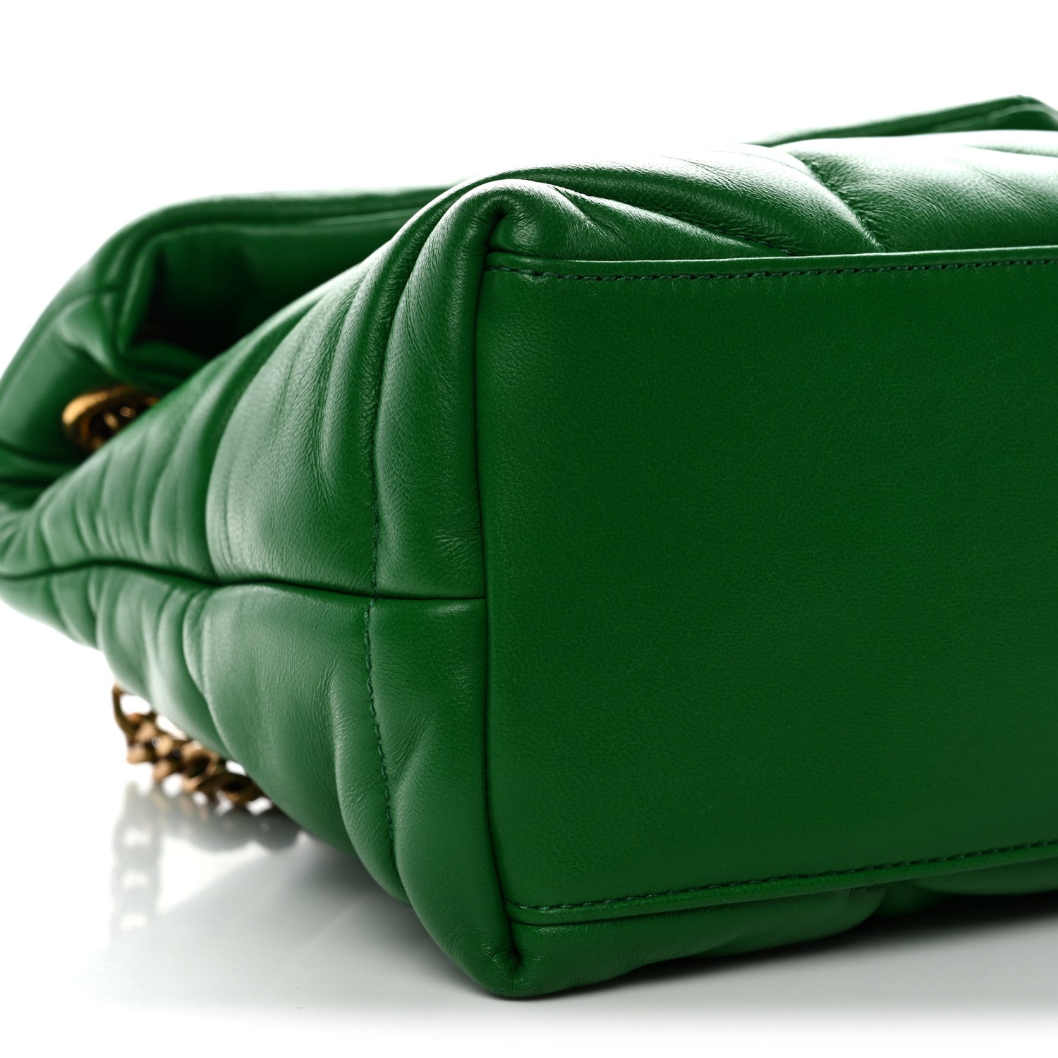 Lambskin Quilted Medium Loulou Puffer Monogram Chain Satchel New Vert Praire