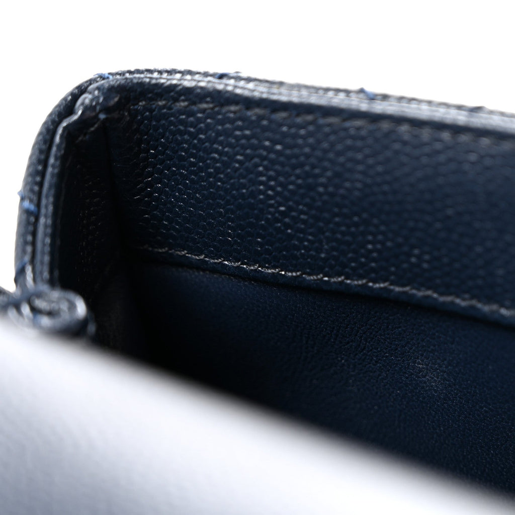 Caviar Quilted Lizard Embossed Mini Coco Handle Flap Navy Blue