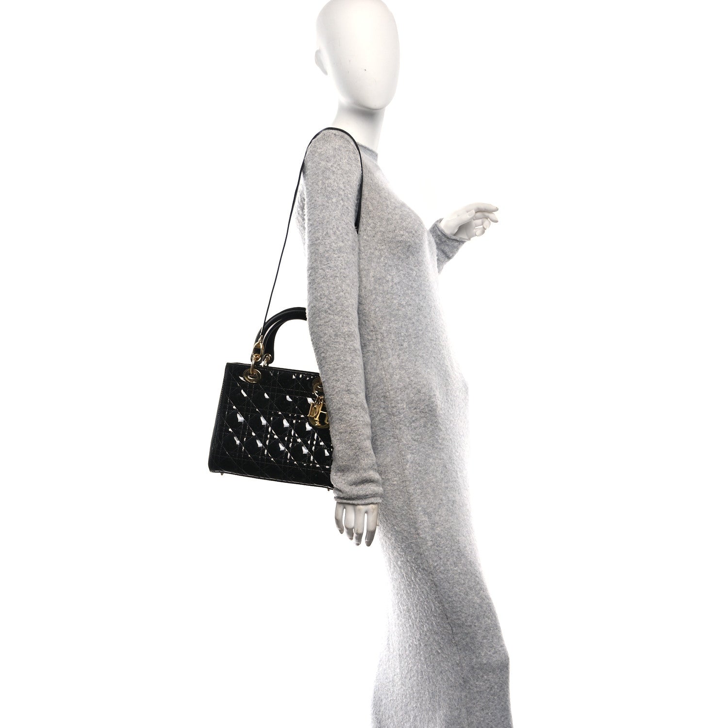Patent Cannage Medium Lady Dior Black