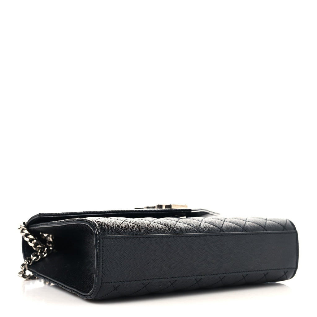 Grain De Poudre Textured Mixed Matelasse Triquilt Medium Monogram Satchel Black