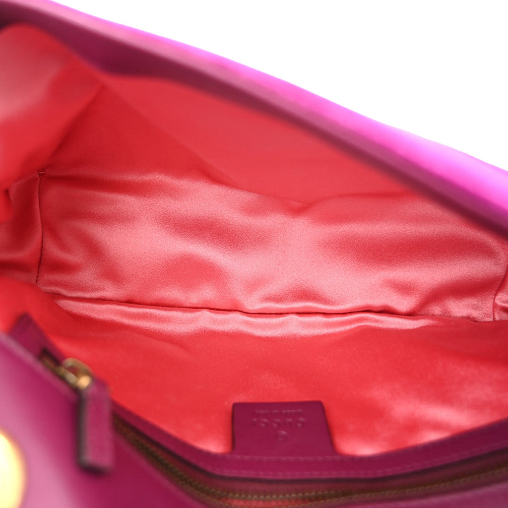 Velvet Matelasse Small GG Marmont Shoulder Bag Fuchsia Violet Cyclamen
