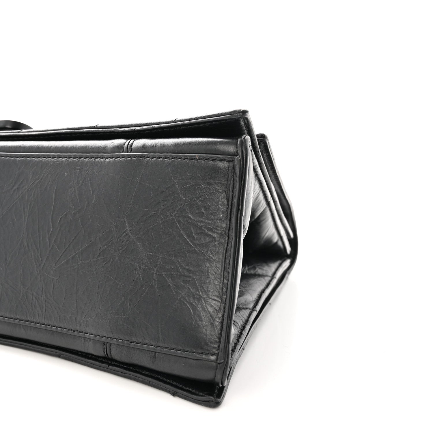 Crushed Calfskin Quilted Matte Black Hardware Medium Crush Chain Bag Black