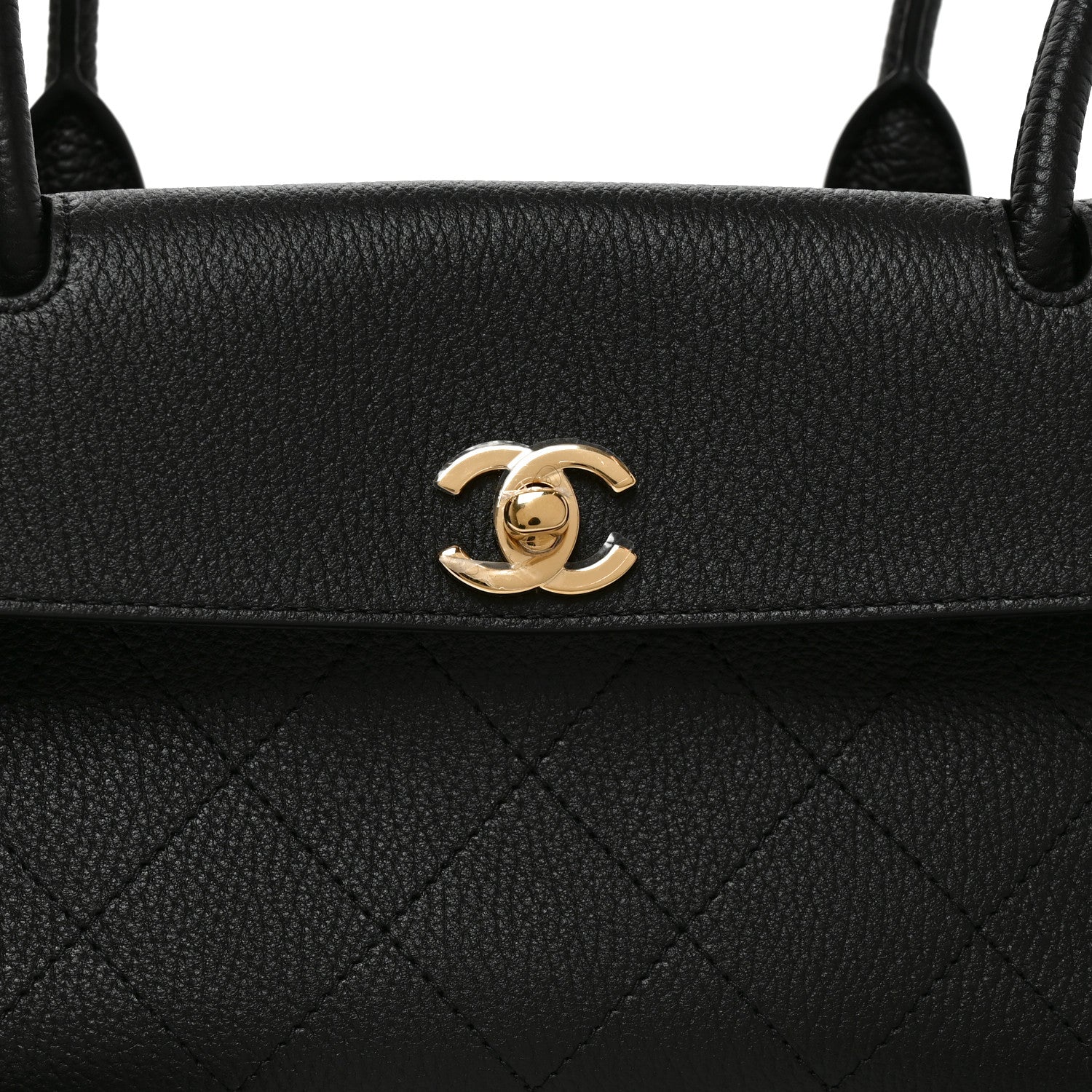 Grained Calfskin Stitched Urban Essentials Small Shopping Bag Black