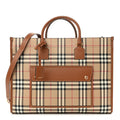 Canvas Vintage Check Calfskin Medium Freya Tote Briar Brown