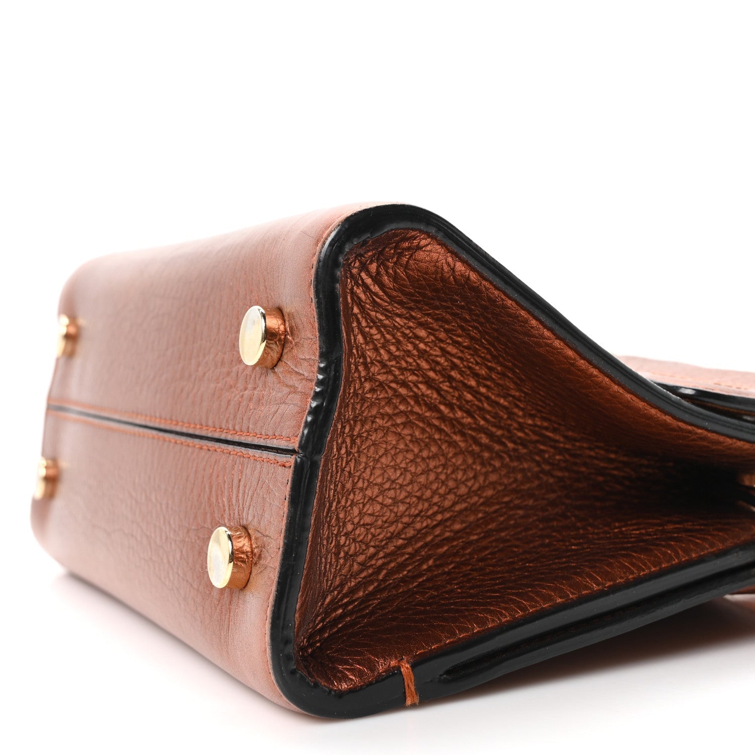 Metallic Grained Calfskin Mini Diorever Flap Orange