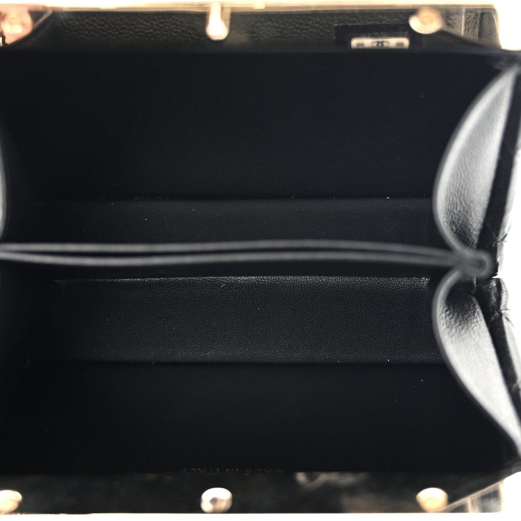 Lambskin Quilted Pearl CC Vanity Case Black