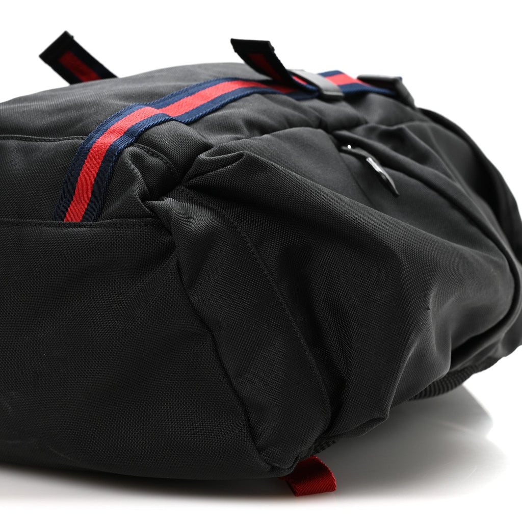 Techno Canvas Web Double Buckle Backpack Black