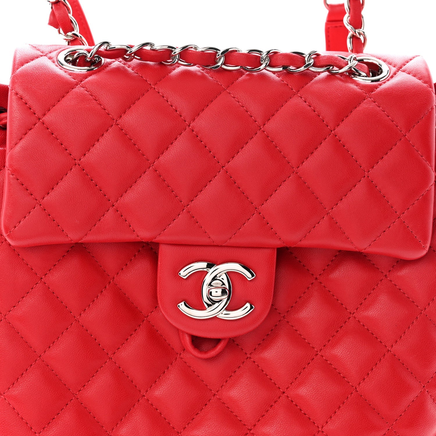 Lambskin Quilted Small Urban Spirit Backpack Red