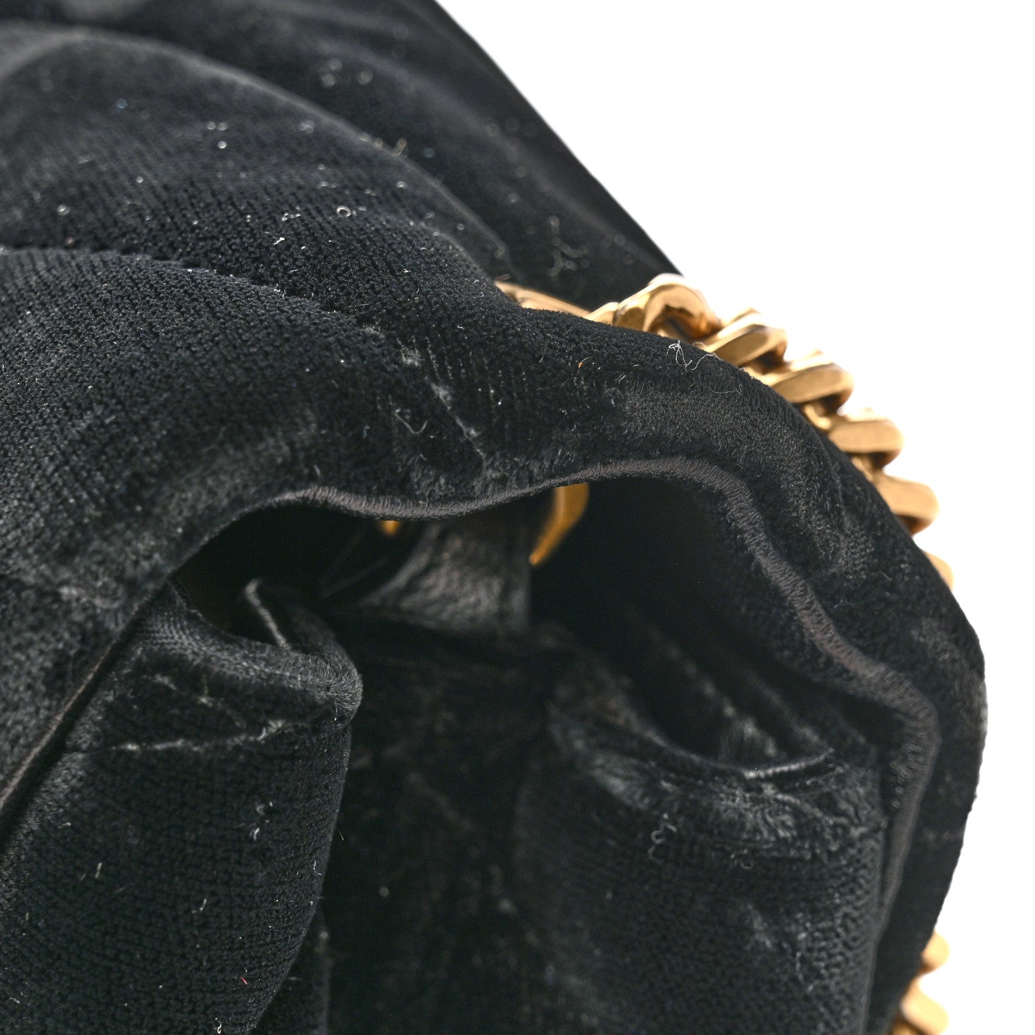 Velvet Y Quilted Monogram Small Loulou Chain Satchel Black