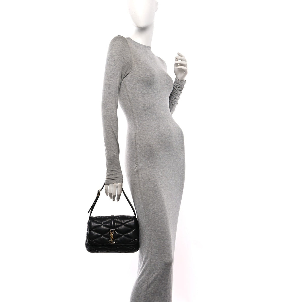 Lambskin Quilted Le 57 Diamond Shoulder Bag Black