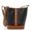 Triomphe Canvas Calfskin Small Bucket Bag Tan Tan