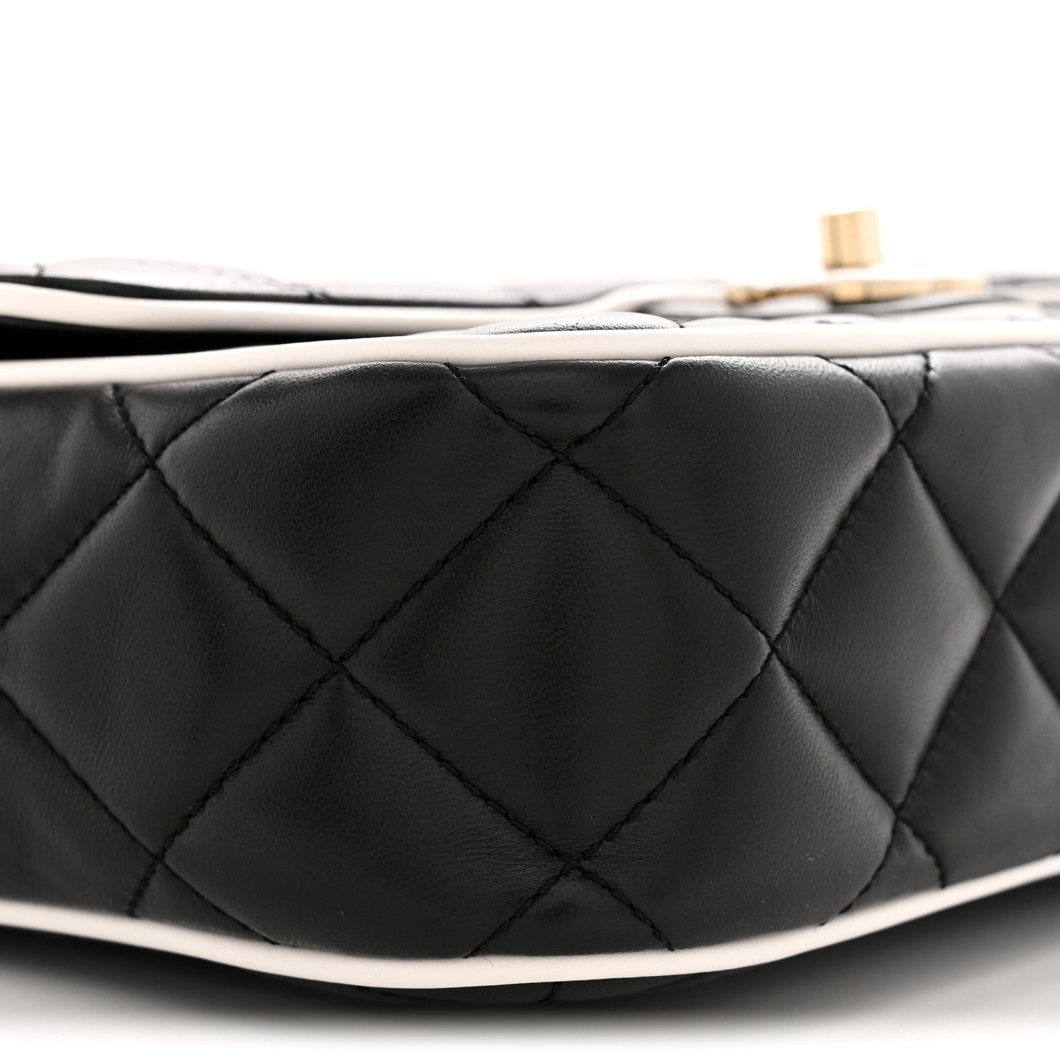 Lambskin Quilted Resin Graphic Frame Flap Bag Black White