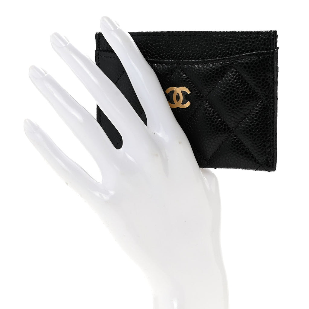 Caviar Quilted Card Holder Black