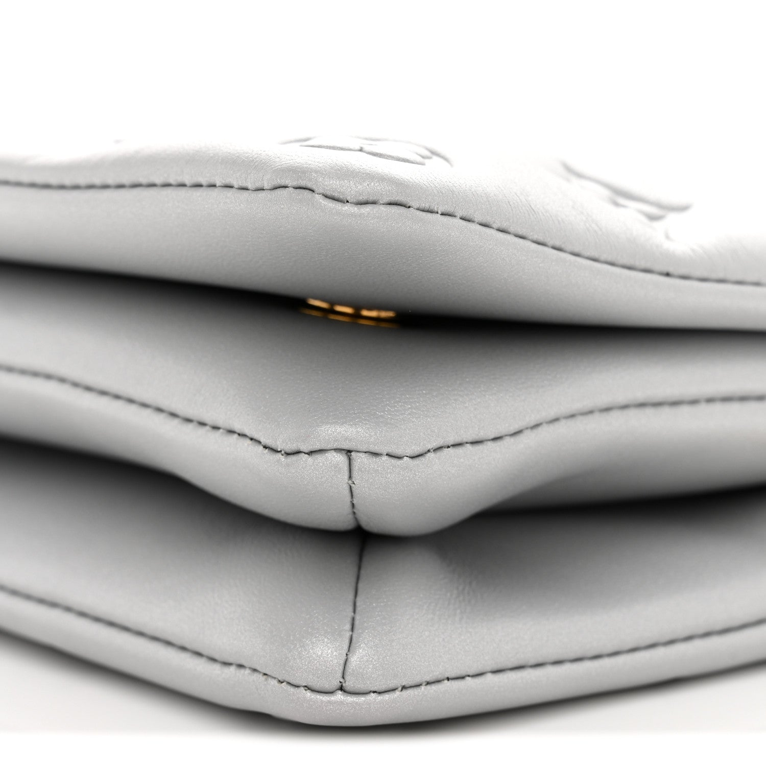 Metallic Lambskin Embossed Monogram Pochette Coussin Silver