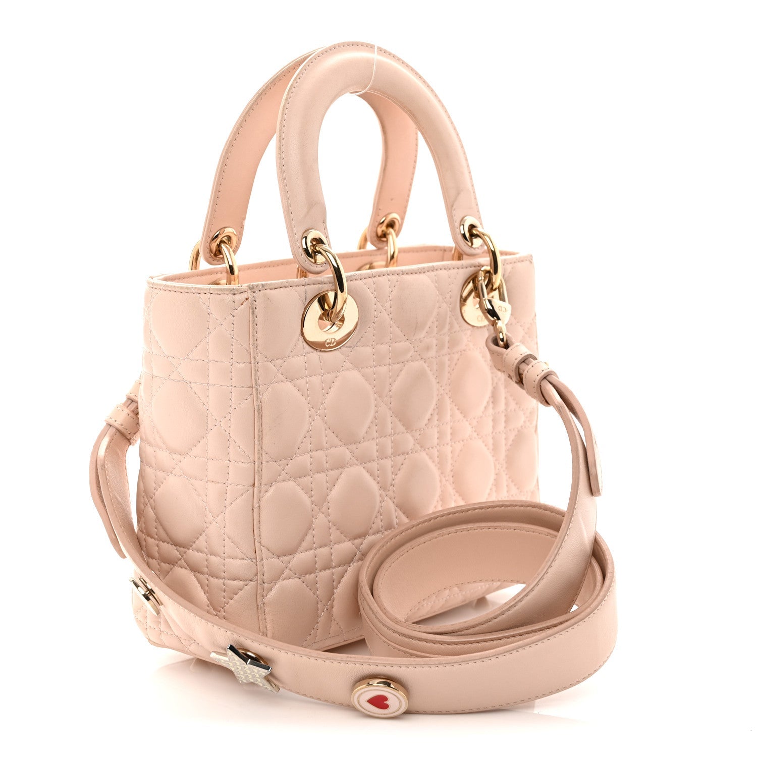 Lambskin Cannage Small Lucky Badges My Lady Dior Light Pink