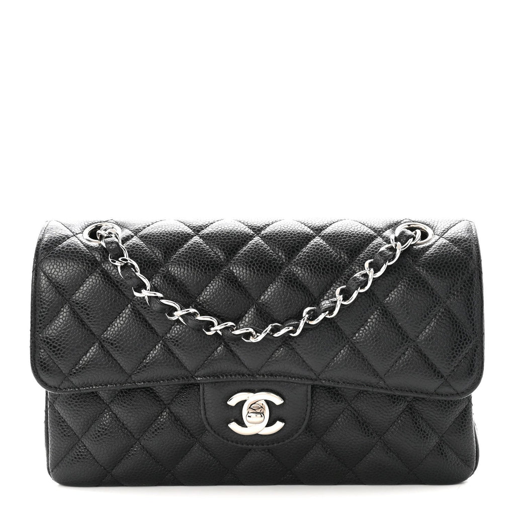 Caviar Quilted Small Double Flap Black