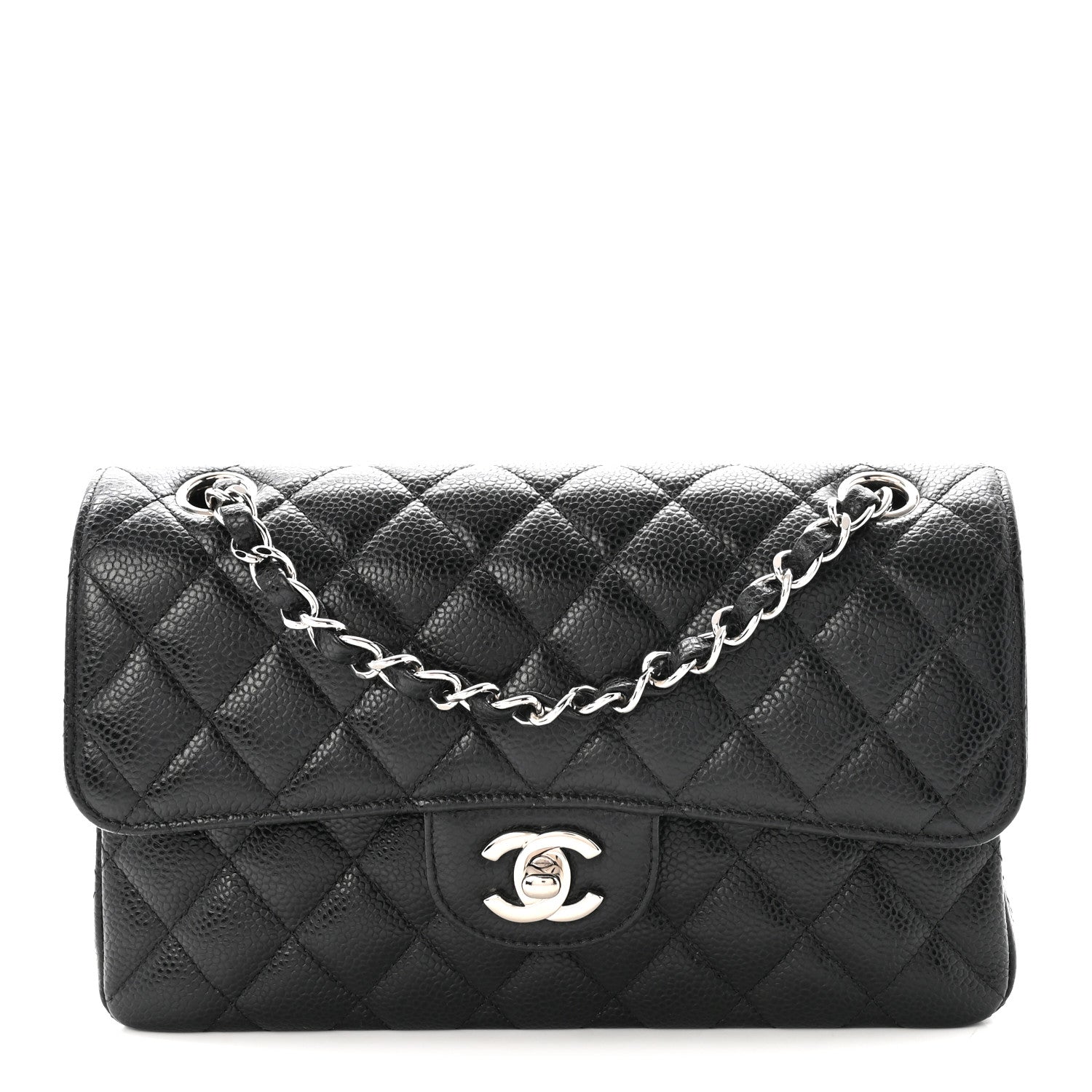 Caviar Quilted Small Double Flap Black