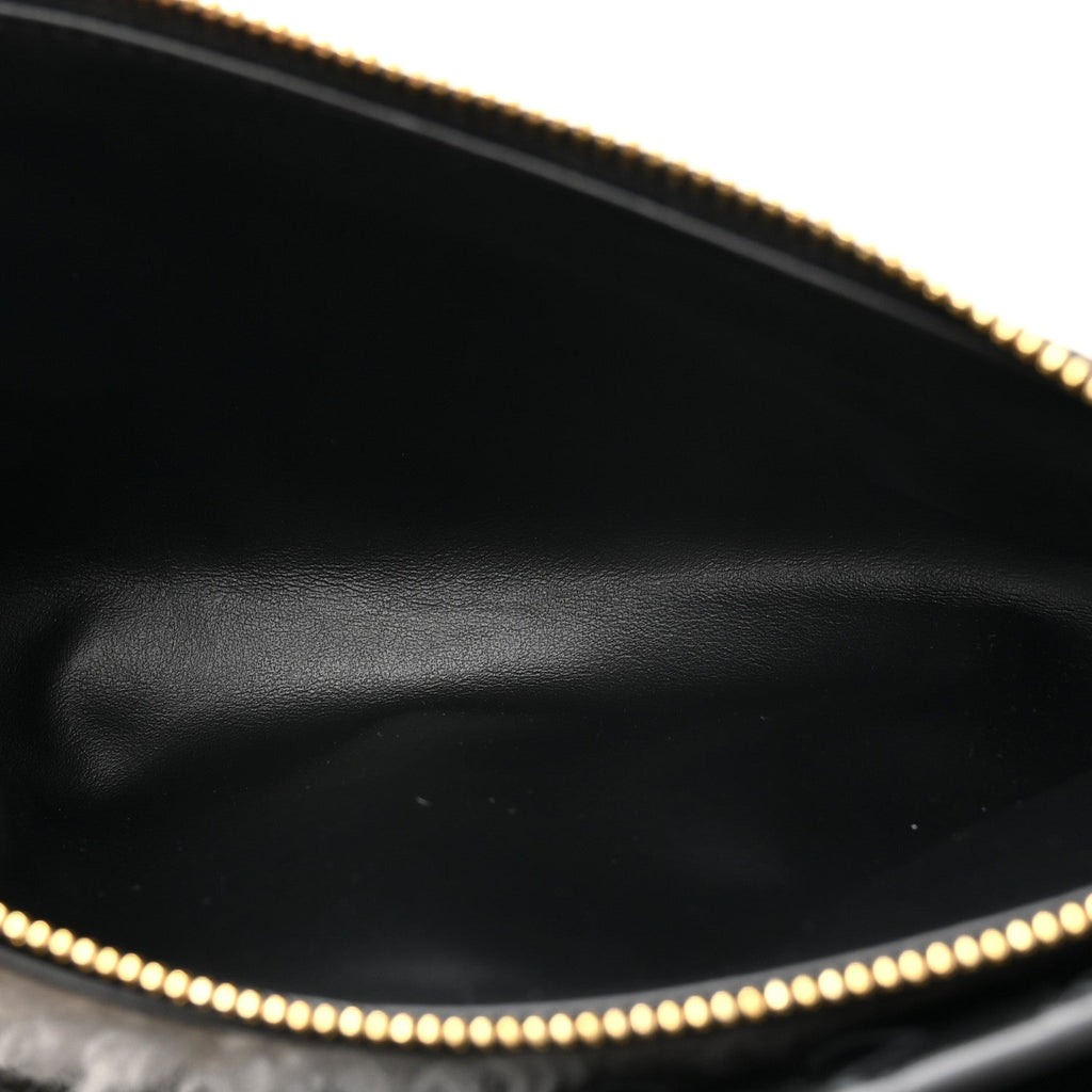 Nappa Intrecciato Shearling Andiamo Double Pouch Bag Black White