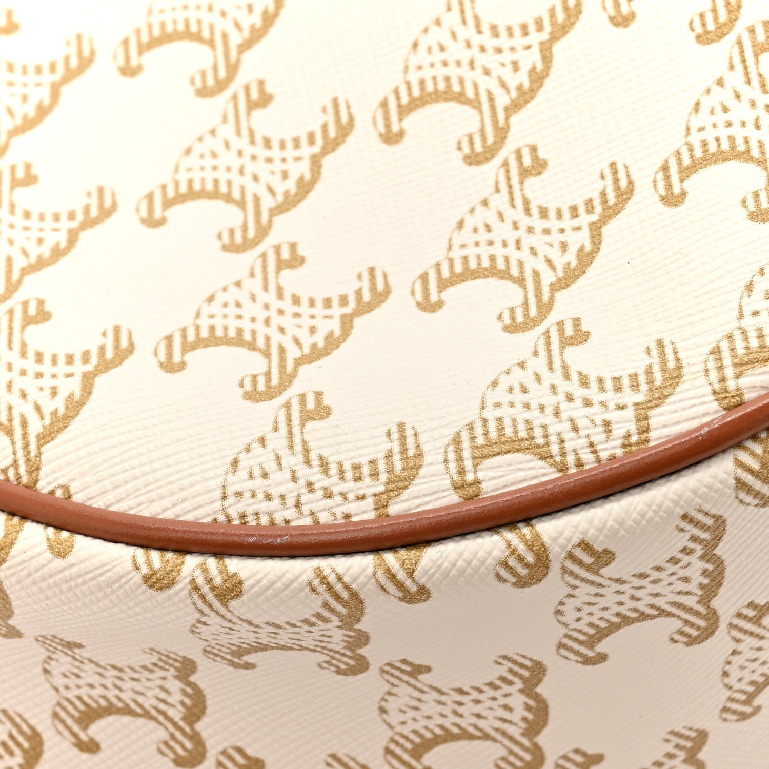 Canvas Calfskin Ava Triomphe Shoulder Bag White