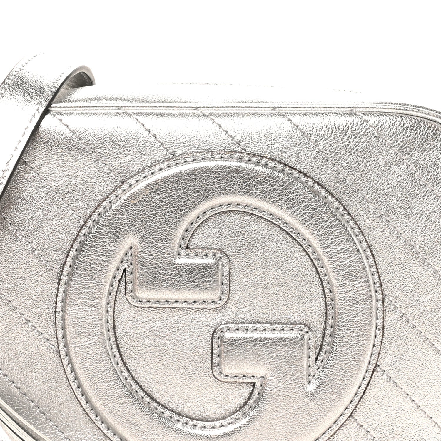 Metallic Sakai Be Green Calfskin Diagonal Stitched Small Blondie Shoulder Bag Silver