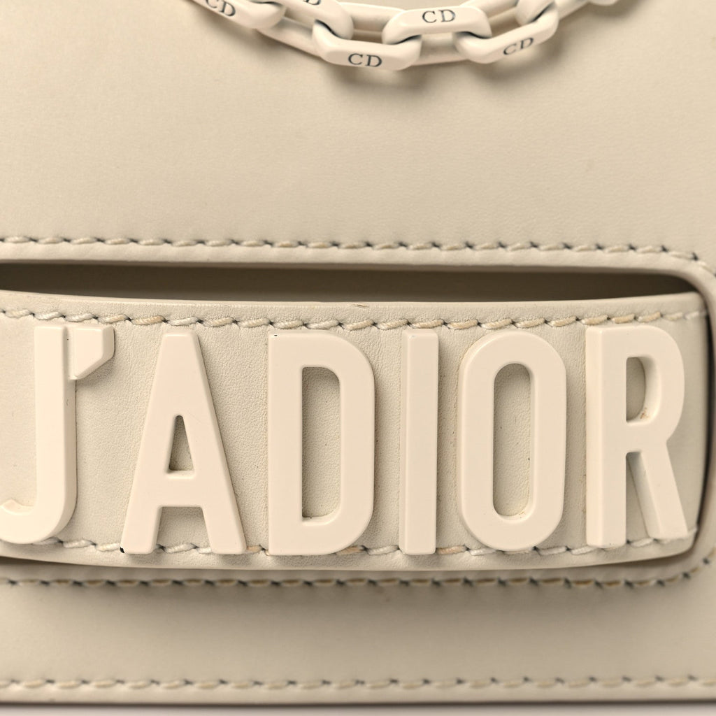 Ultra Matte Calfskin Mini J'Adior Chain Flap Bag White